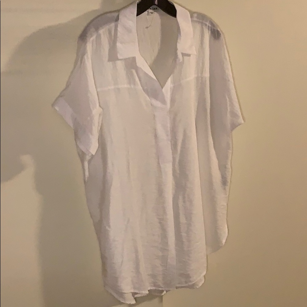 Whistles White Split Neck Tunic Top